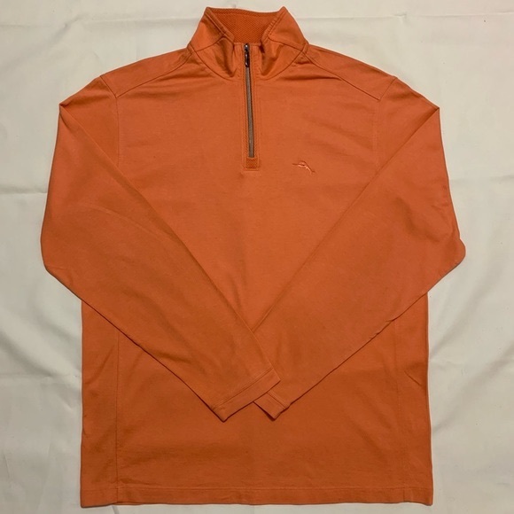 TOMMY BAHAMA 🔹 Men's 1/4 Zip Orange Long Sleeve Pullover Cotton Tee - Size S/P - Picture 7 of 14